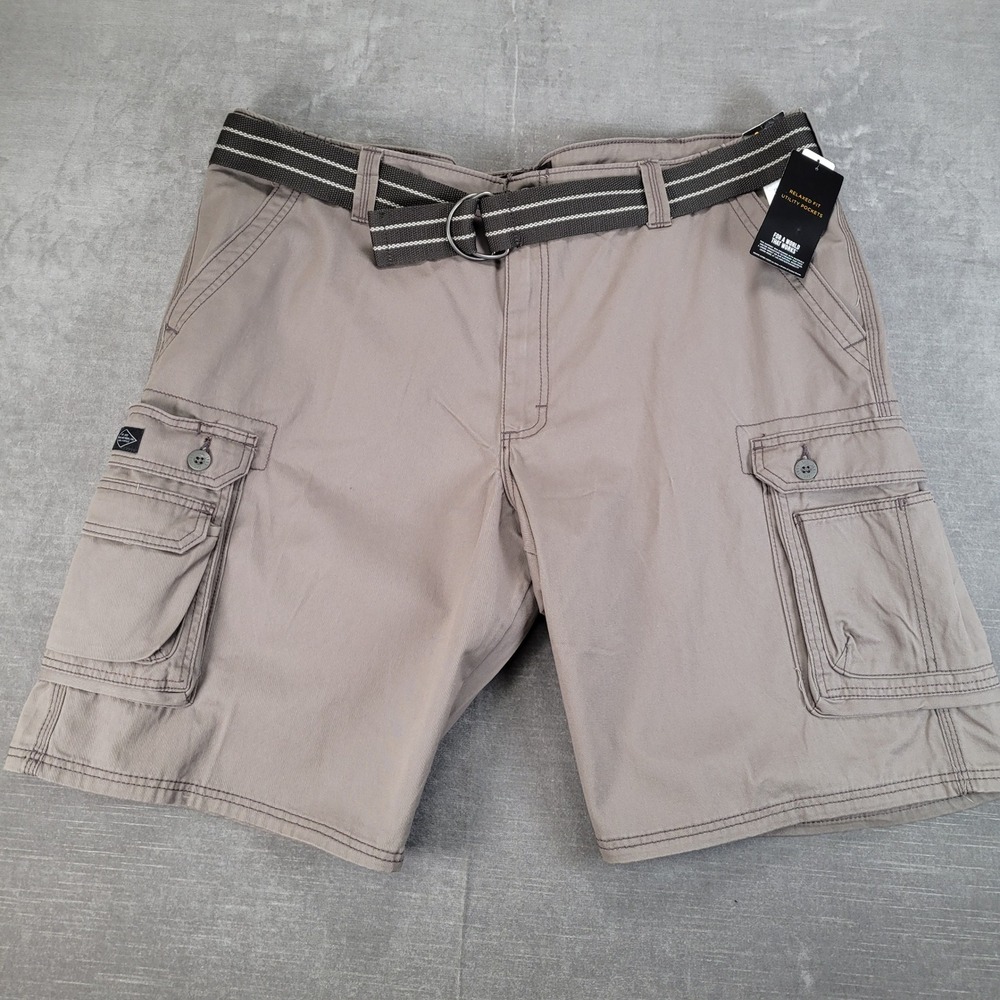 Lee‎ Mens Relaxed Fit Cargo Shorts Utility Pockets Khaki Size 42 Belt New